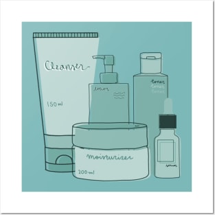 Skincare Essentials (Teal Theme) Posters and Art